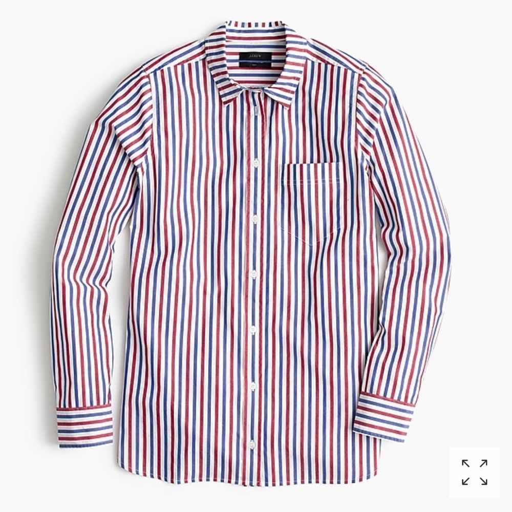 J. Crew Classic Boy Button Shirt Red Blue Stripe